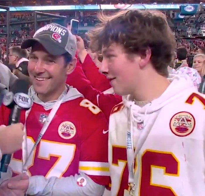 Paul Rudd and Son Jack Spotted on 2023 Super Bowl Sideline Supporting  Kansas City Chiefs