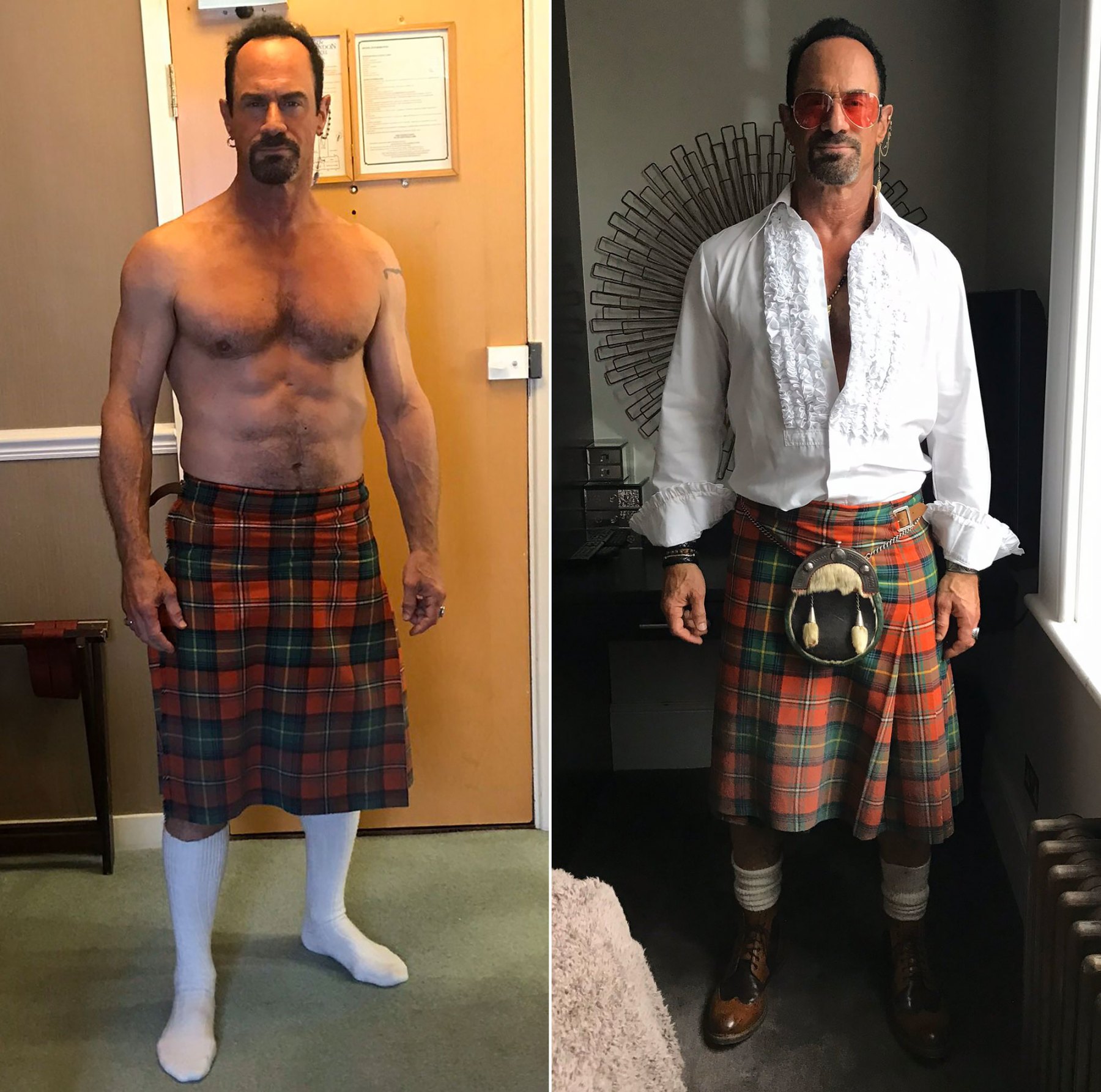 Christopher Meloni Goes Shirtless In A Kilt In A Quarantine Selfie Us Weekly 
