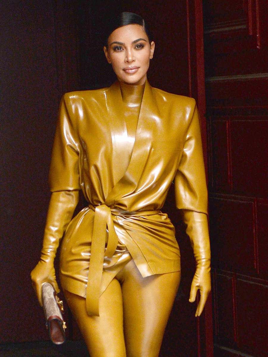 Kim Kardashian Squeezes Into Skin-Tight Latex Look: Watch | Us Weekly