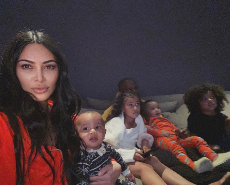 Kim Kardashian Wakes Up with Her Three Kids in Her Bed: Photo