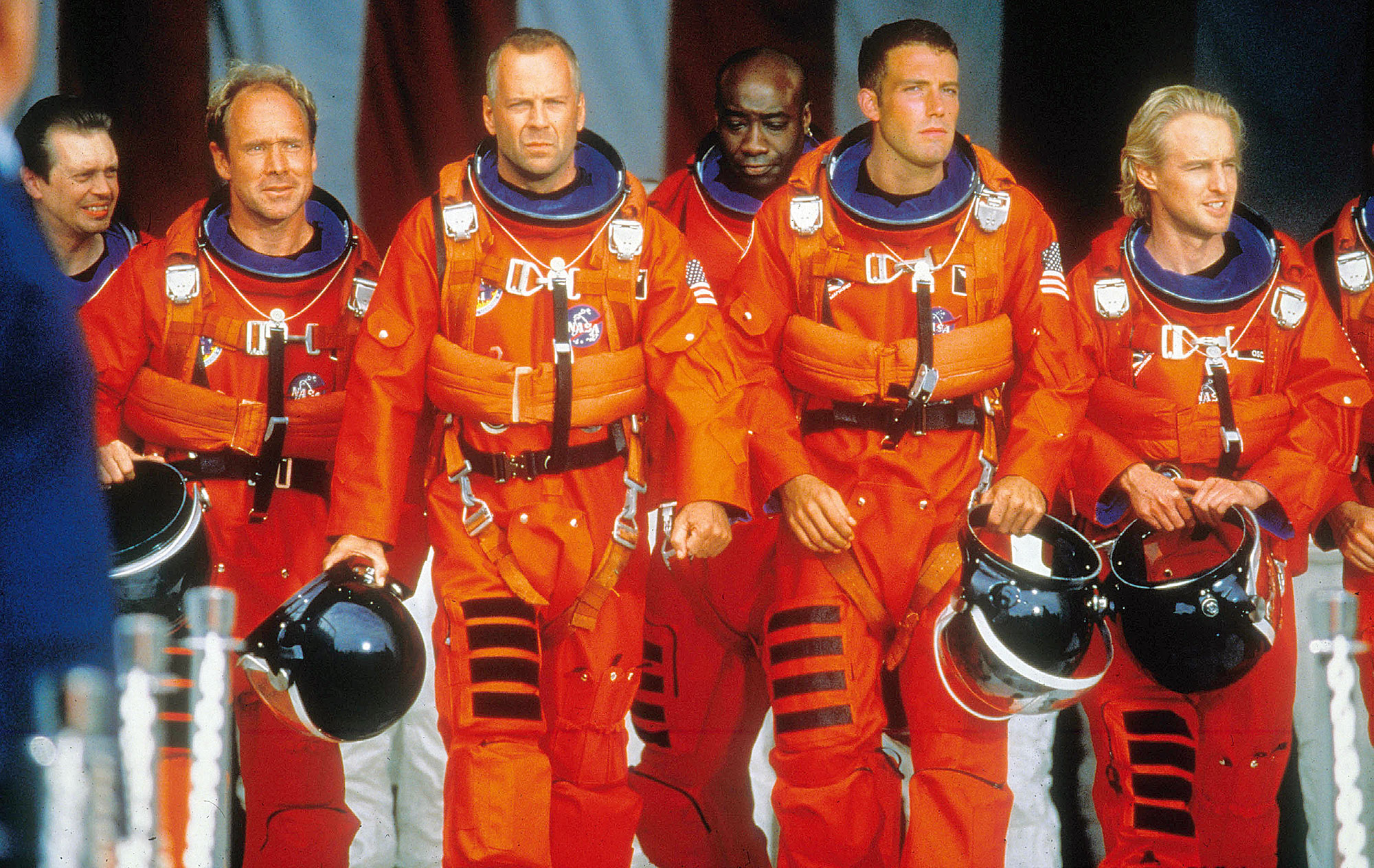 Bruce Willis Wears His Iconic Armageddon Orange Suit Us Weekly