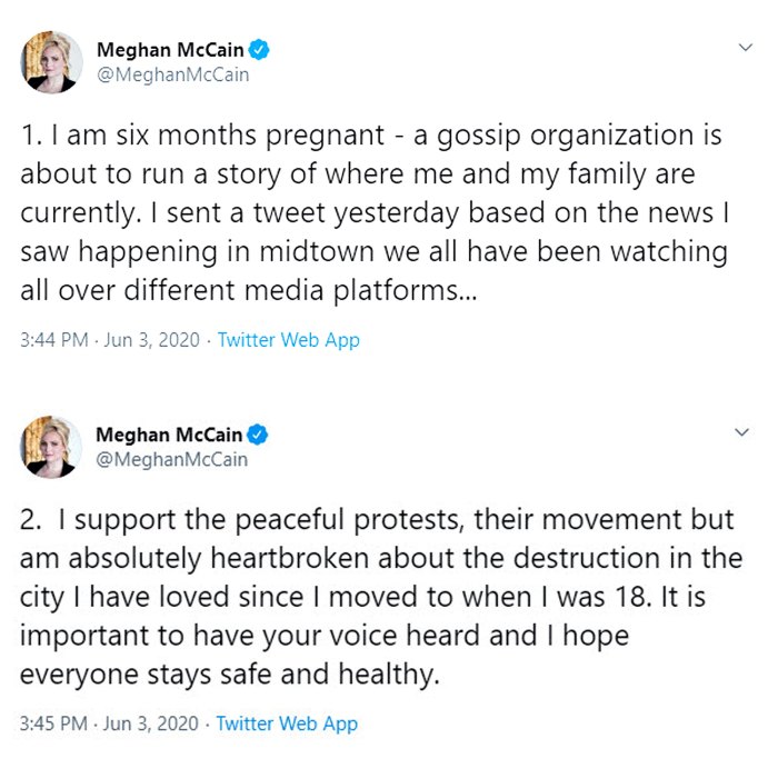 Meghan McCain Supports 'Peaceful Protests' After 'War Zone ...