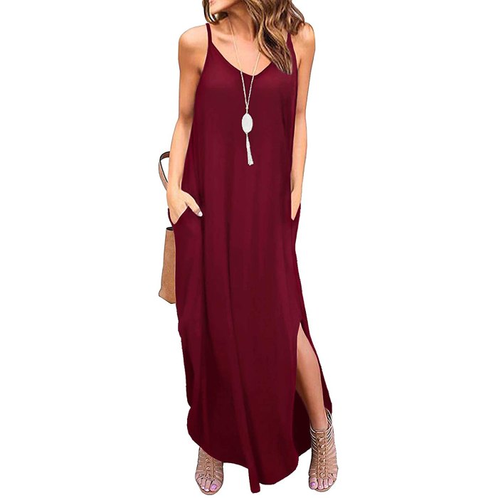 GRECERELLE Summer Loose Maxi Dress Can Be Tied Up at the Sides