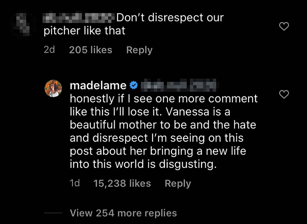 Madelaine Petsch defends pregnant Riverdale co-star Vanessa Morgan