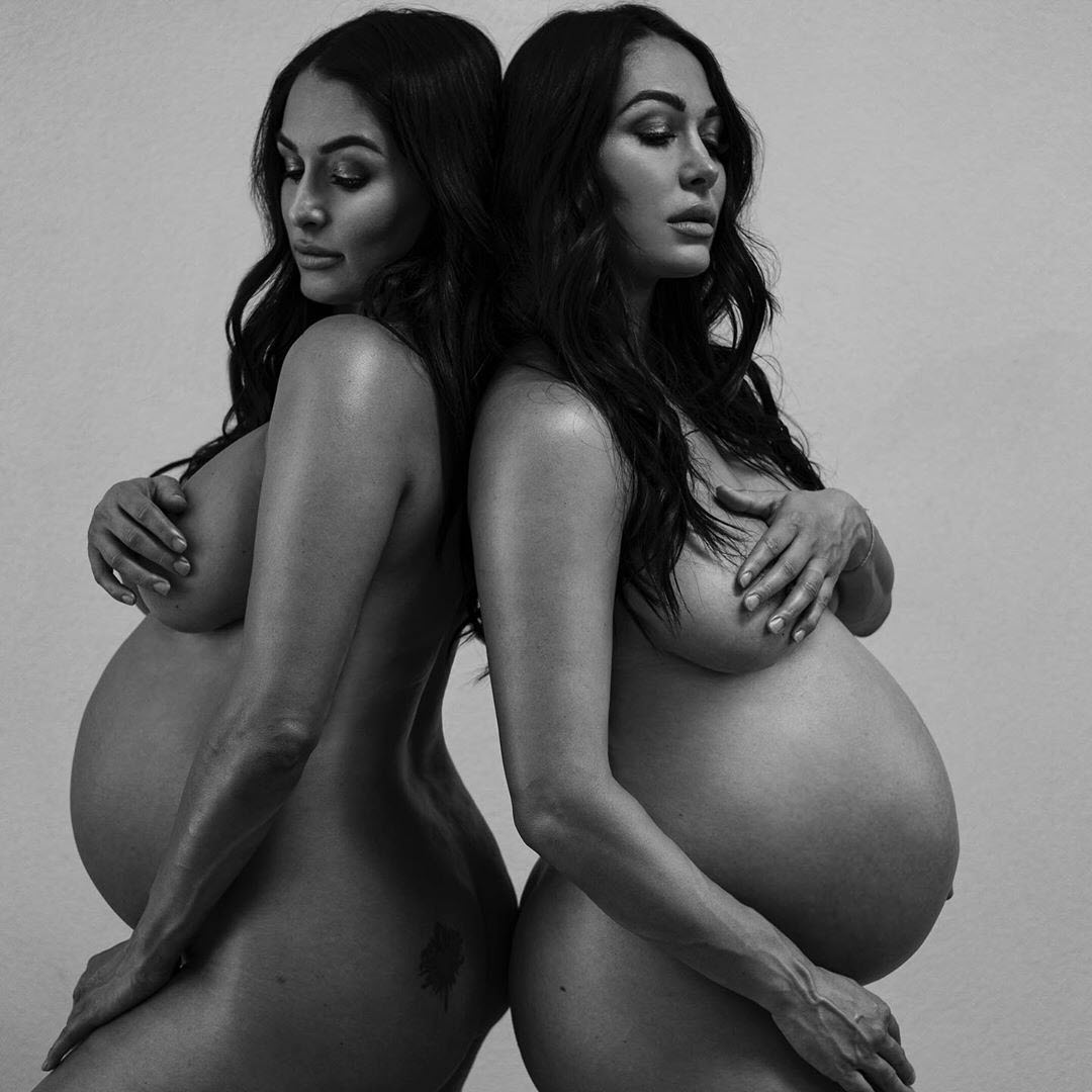 Scared Pregnant Nude - Pregnant Nikki, Brie Bella Pose Nude Ahead of Birth: Baby Bump Pics