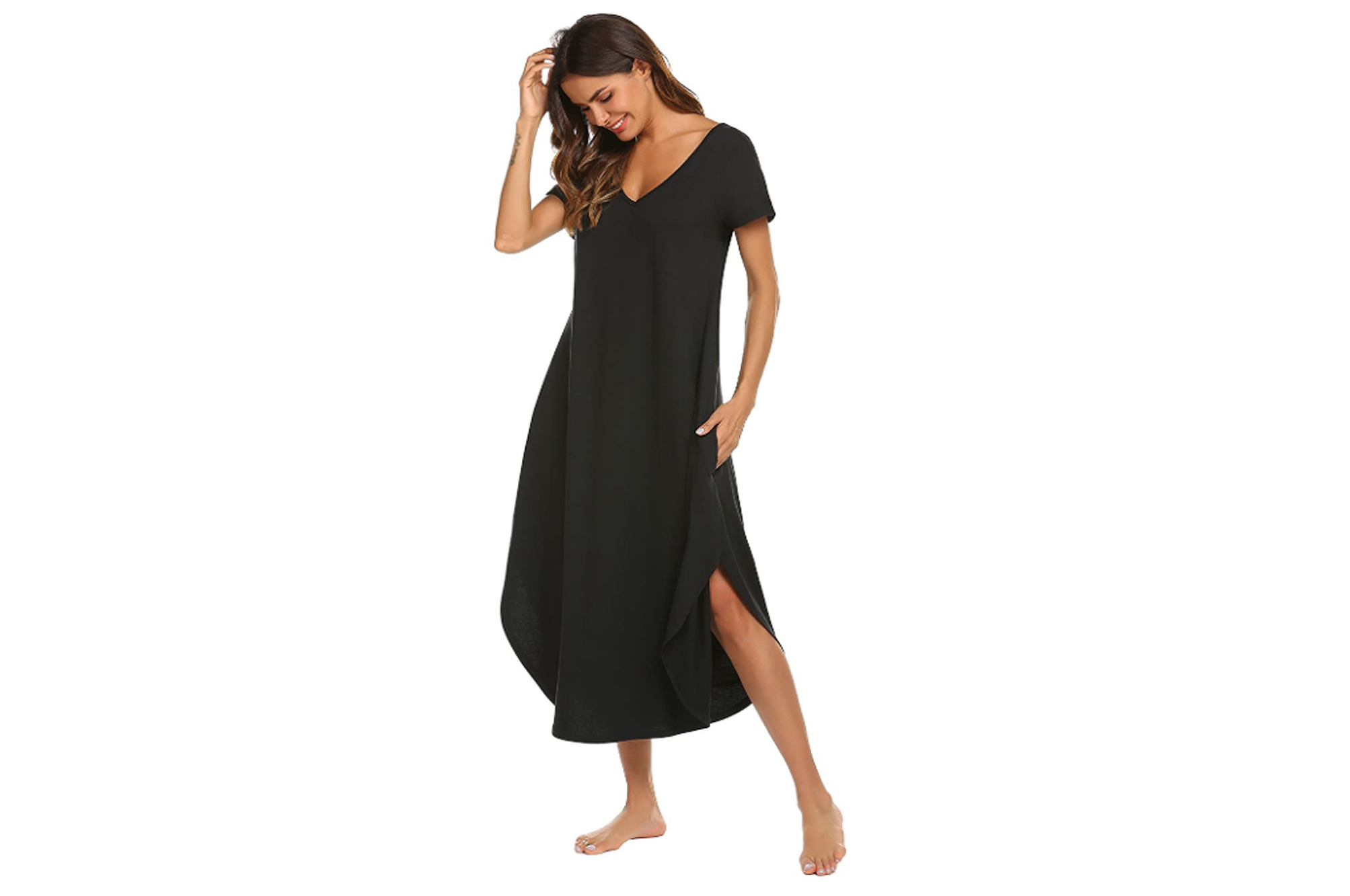 Lusofie Nightgowns for Women Long Sleeve Sleepshirt Soft Knit Full ...