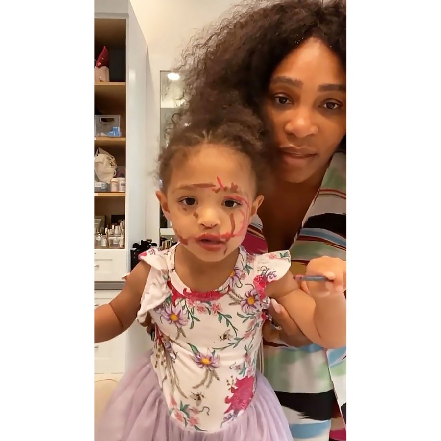 Olympia Playing with Serena Williams Makeup Serena Williams Cutest Moments With Her and Alexis Ohanian Daughter Olympia