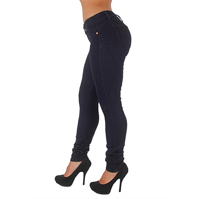 Fashion2Love Women's Juniors/Plus Colombian Design Butt Lift Push Up Mid  Waist Straight Leg Jeans 