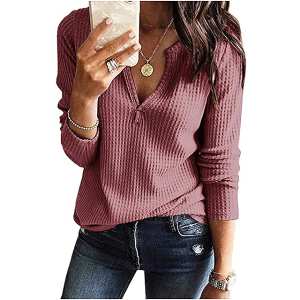 Farktop Basic Waffle Knit Top Goes With Anything and Everything | Us Weekly