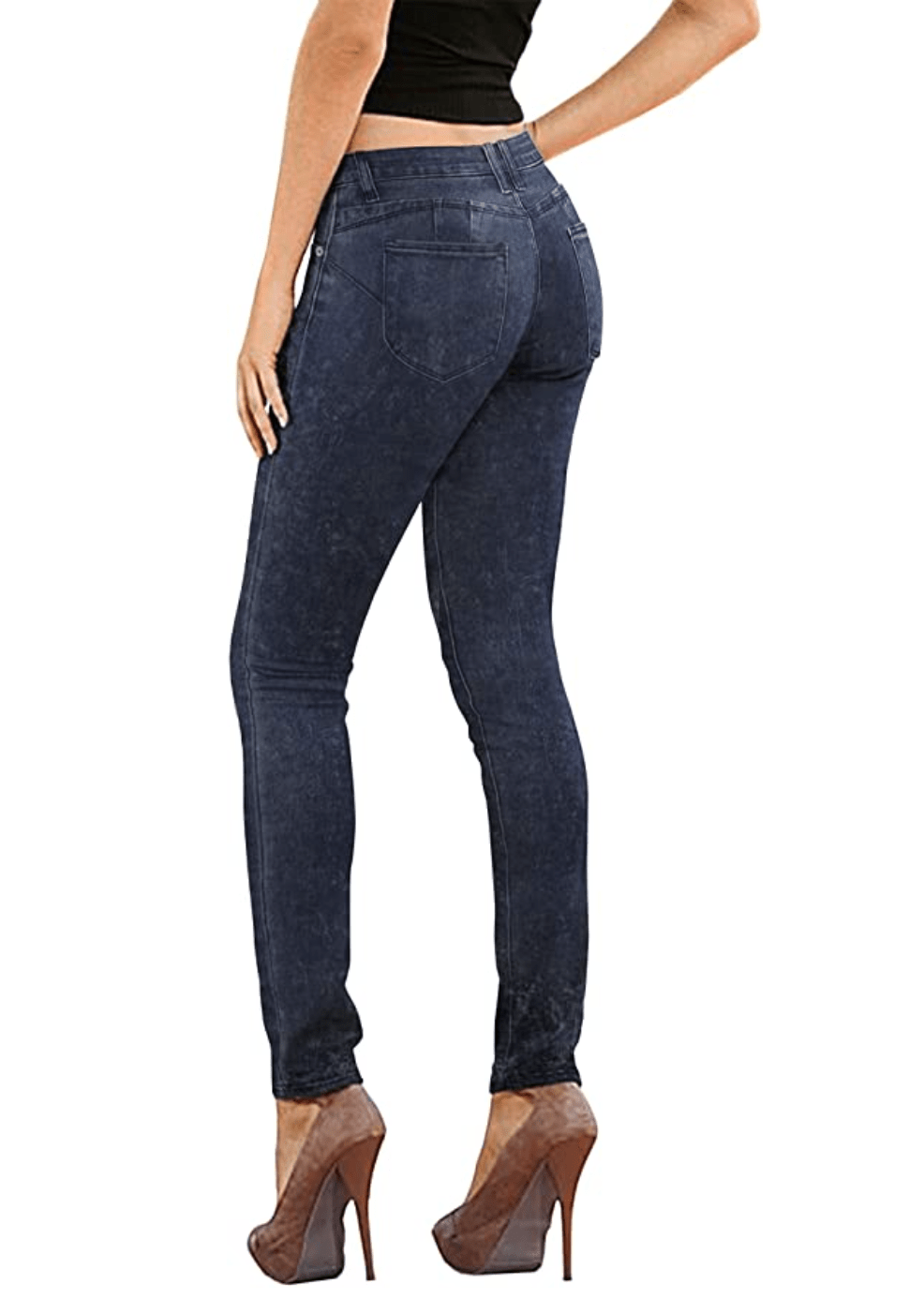  Women's Jeans High Waisted Butt-Lift Skinny Stretchy Soft Slim  Fit Distressed Comfy Classic Jeggings Denim Pants Blue : Sports & Outdoors