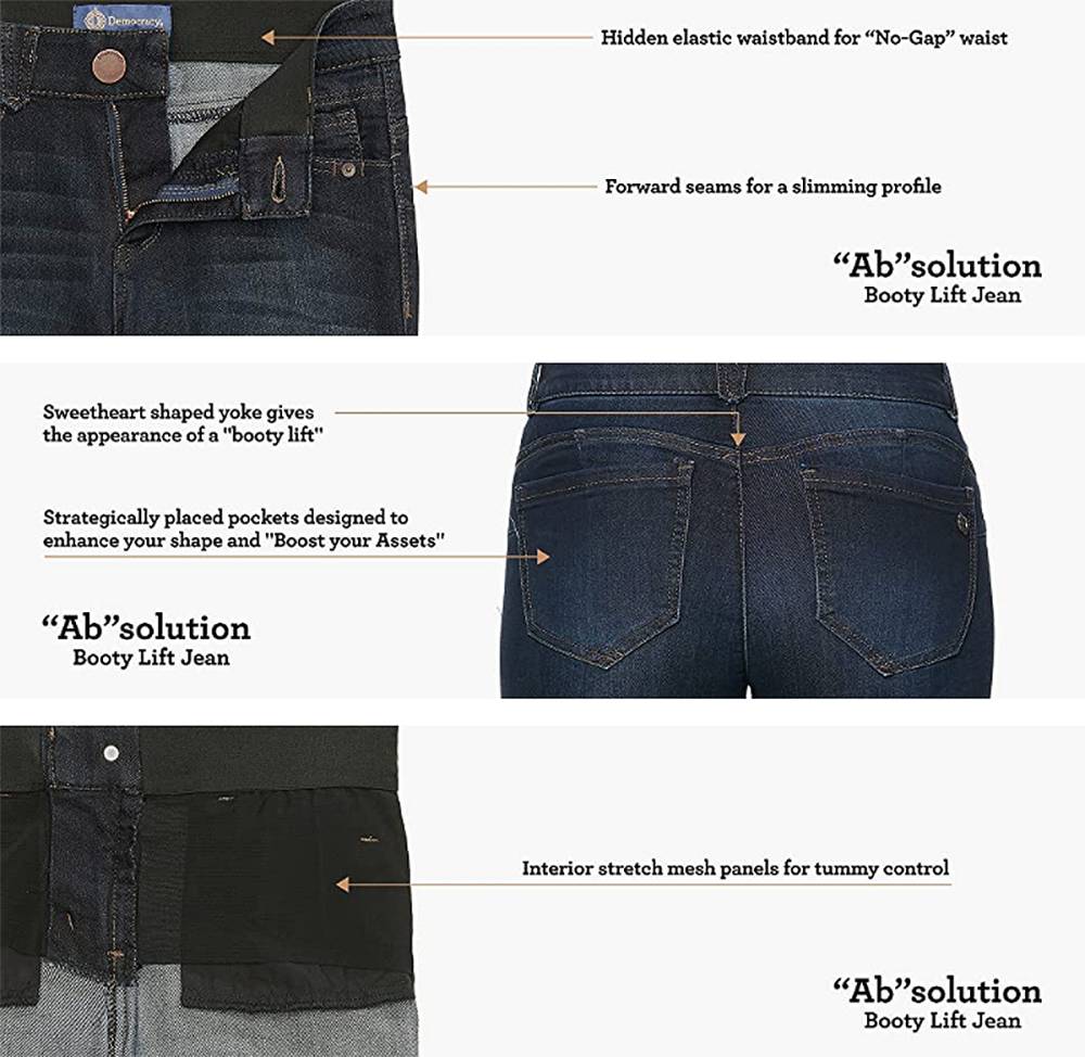 Democracy Ab Solution Booty Lift Skinny Jeans Womens 4 Stretch Tummy  Control 