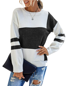 PRETTYGARDEN Women’s Casual Long Sleeve Knitted Color Block Sweater