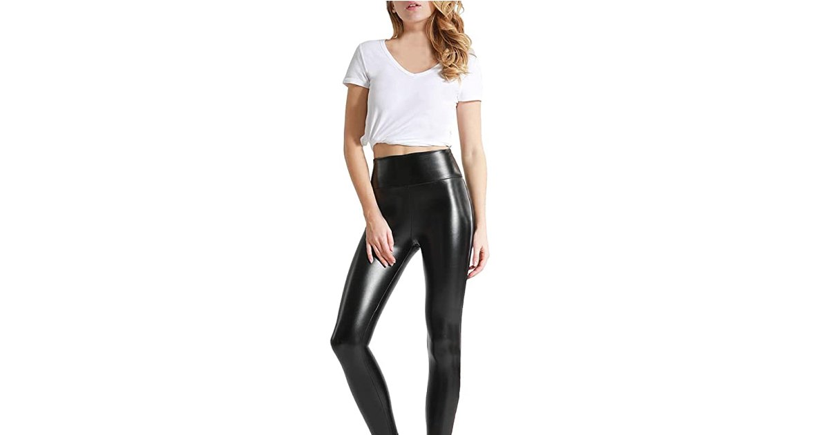 Tagoo Women's Stretchy Faux Leather Leggings Palestine