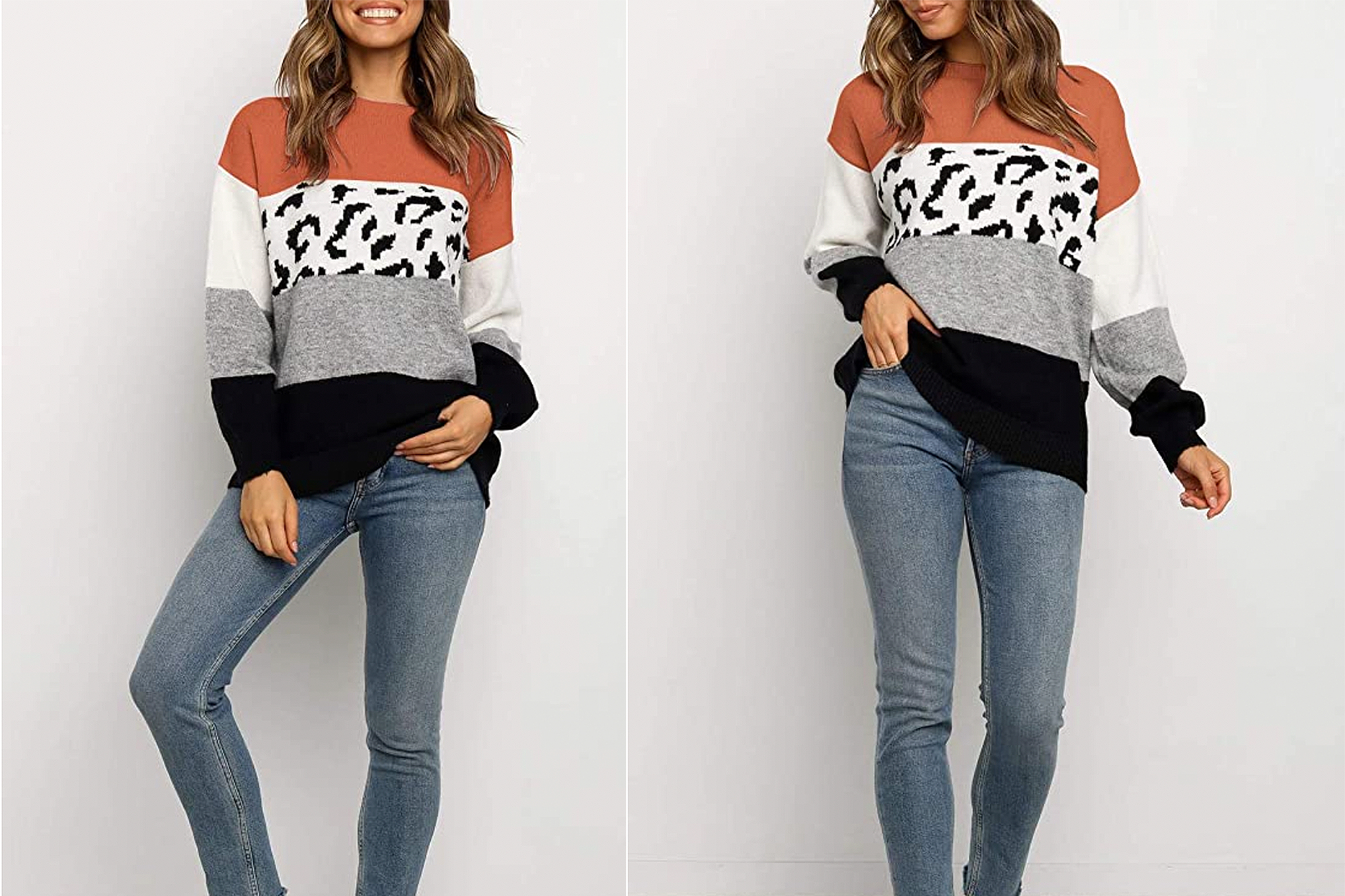 Animal print colour hot sale block jumper