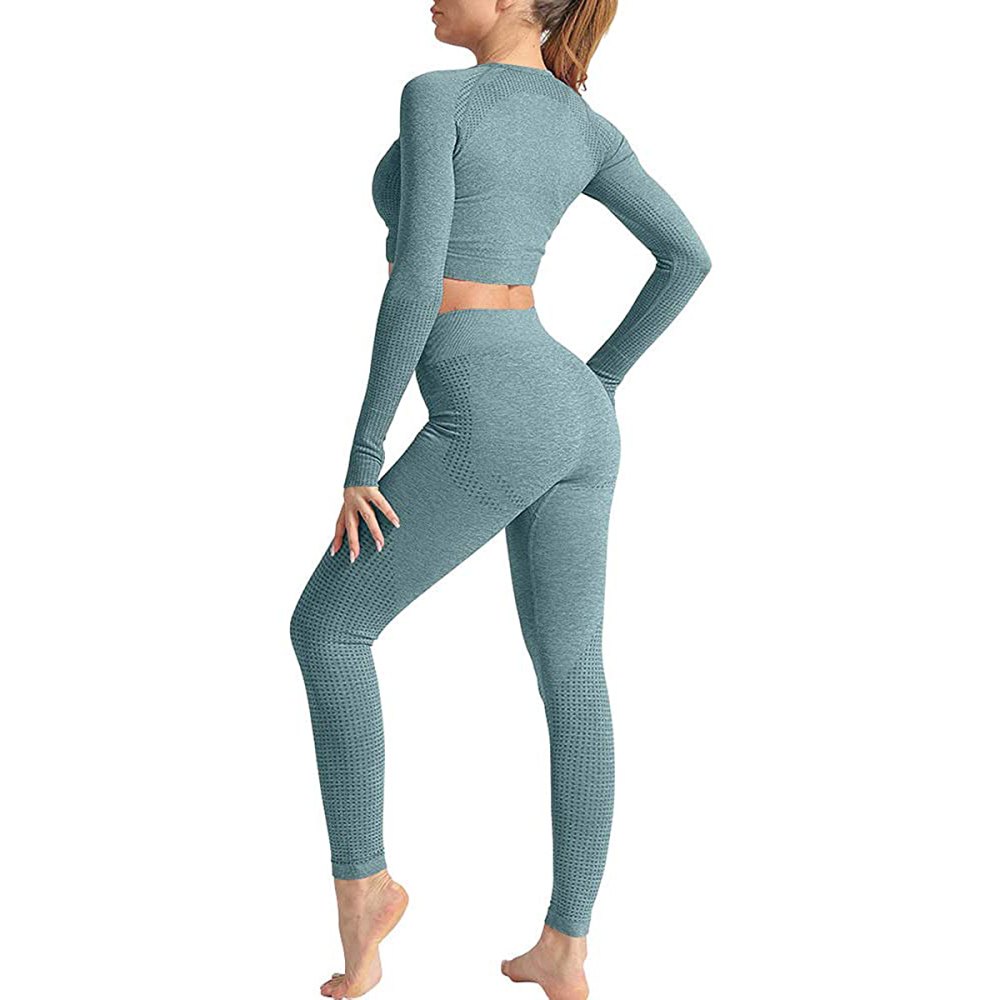 YHWW Yoga clothes,Seamless Sportswear 2 Pieces Yoga Set Women