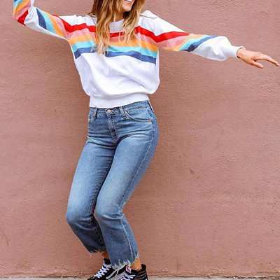 Amazon New Modern Rainbow Sweatshirt Will Brighten Up Your Winter | Us ...