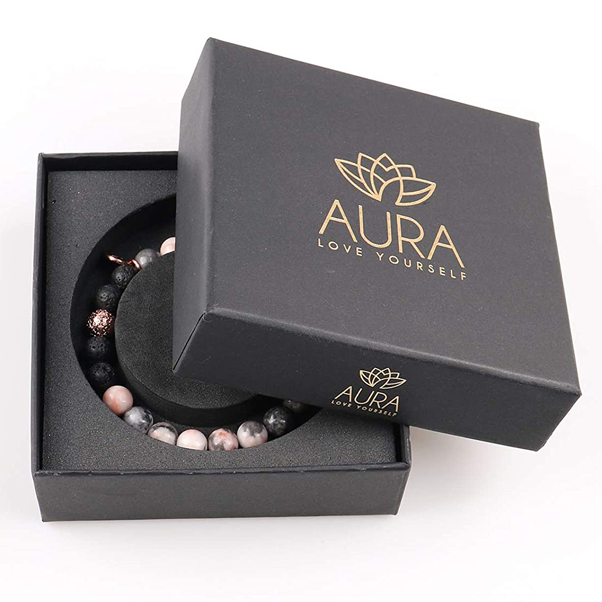 AURA Lava Rock Anti-Anxiety Bracelet with Lavender Essential Oil