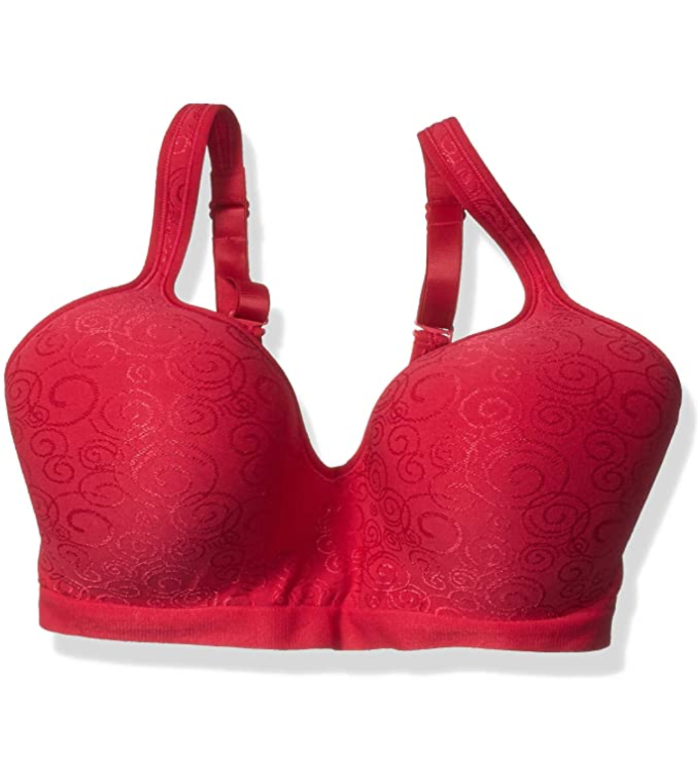Women's Bali 3820 Double Support Cool Comfort Wirefree Bra (Rustic Berry  Red 36C)