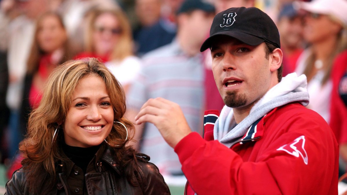 Jennifer Lopez Cuddles Up to Red Sox Mascot at Fenway Park After
