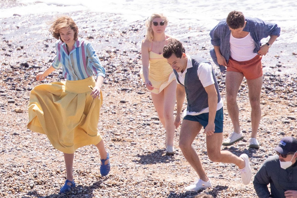 Harry Styles, Emma Corrin on 'My Policeman' Set: Beach Pics