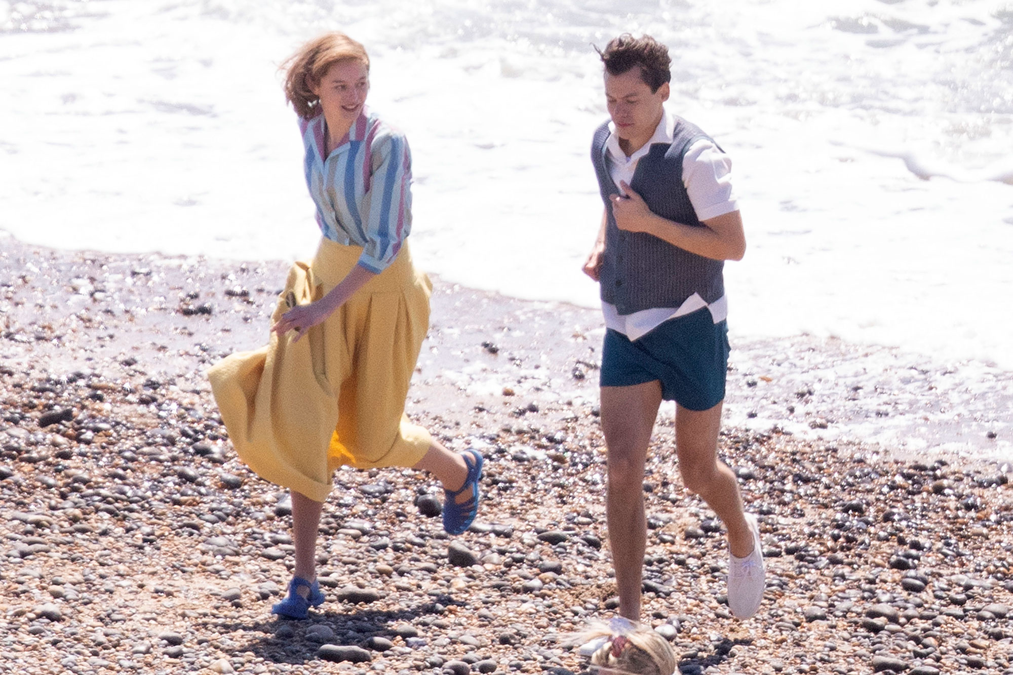 Pussy Beach Shots - Harry Styles, Emma Corrin on 'My Policeman' Set: Beach Pics