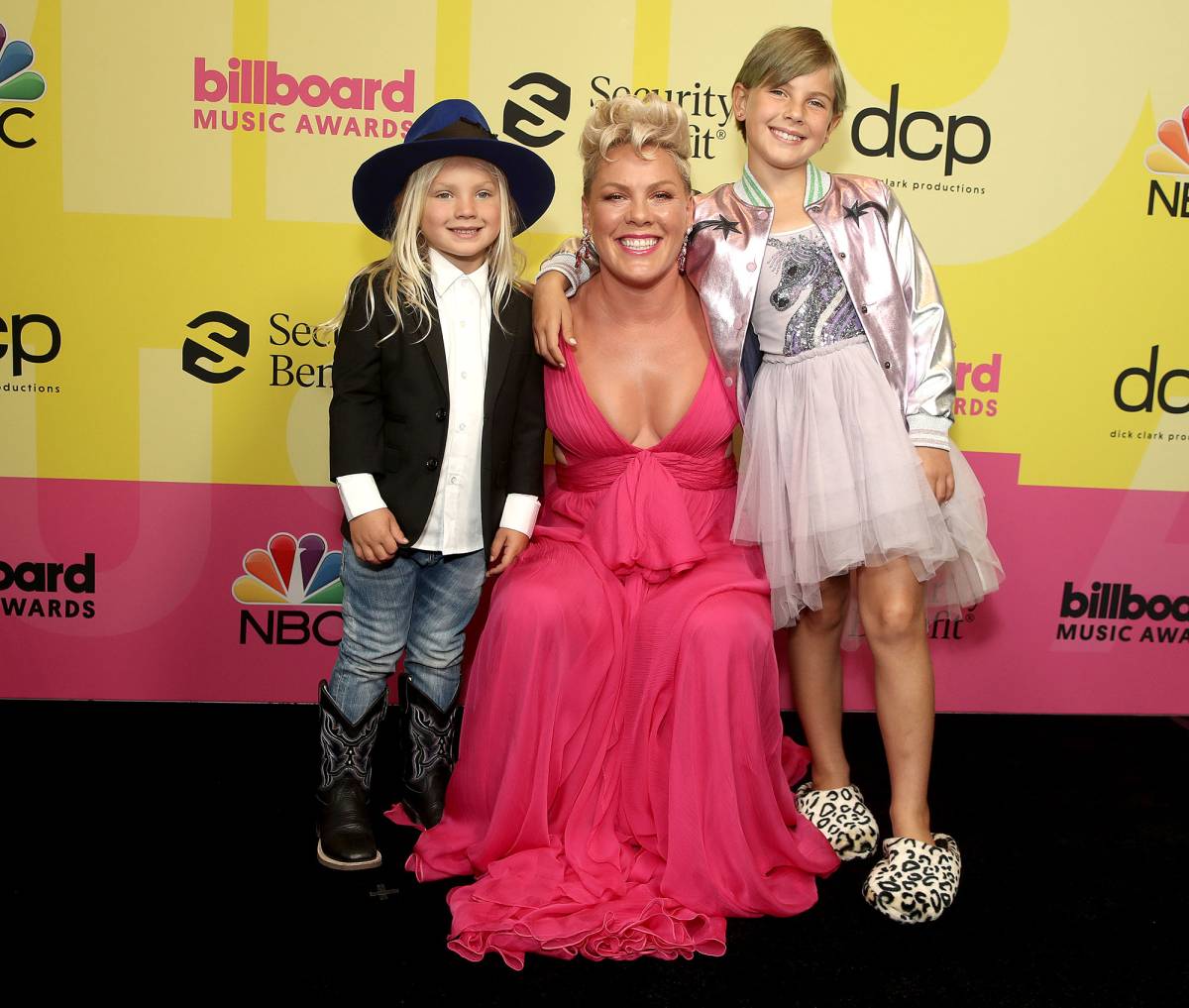 Pink Walks the 2023 iHeartRadio Music Awards Red Carpet with Kids Willow  and Jameson