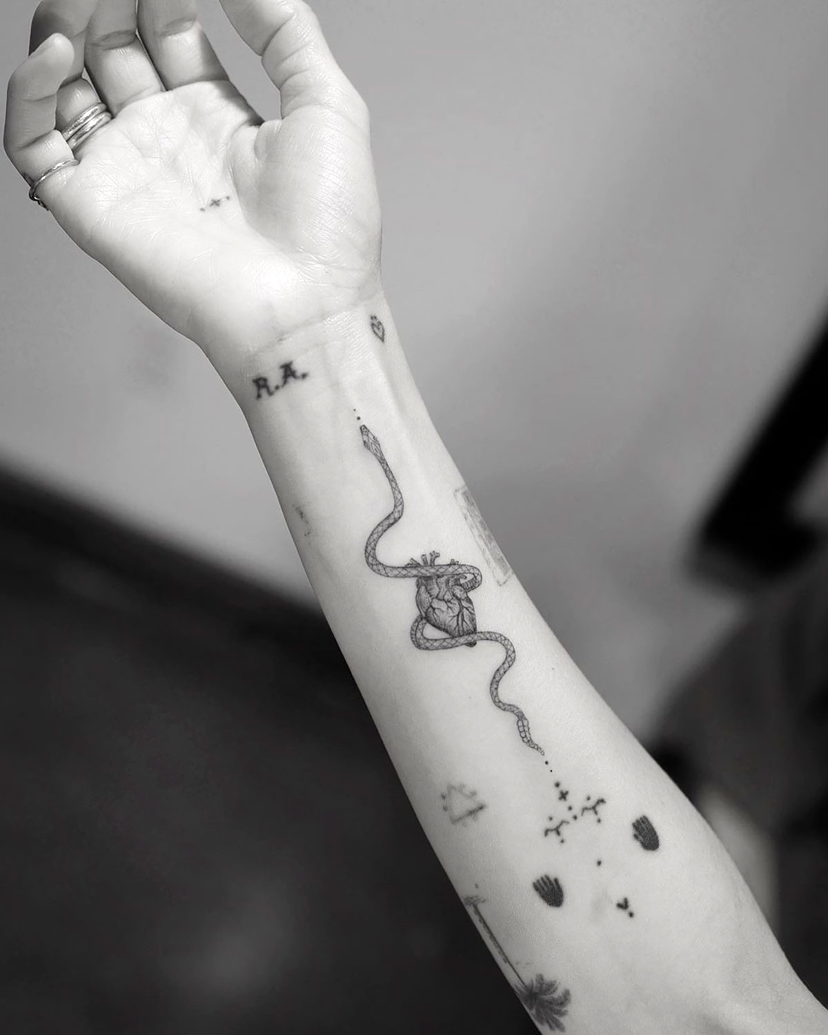 Snake arm tattoo made by London Tattoo Artist Gabriele Cardosi at Red Point  tattoo UK  rtattoos
