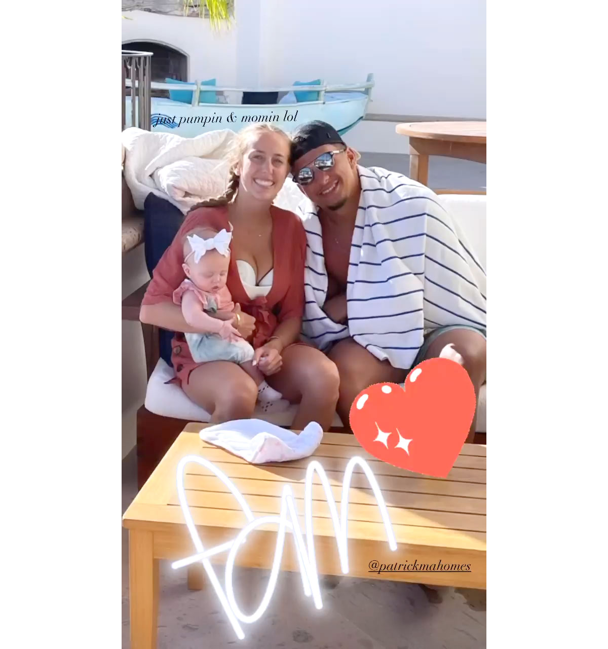 Patrick Mahomes and fiancée Brittany Matthews beam in family snap