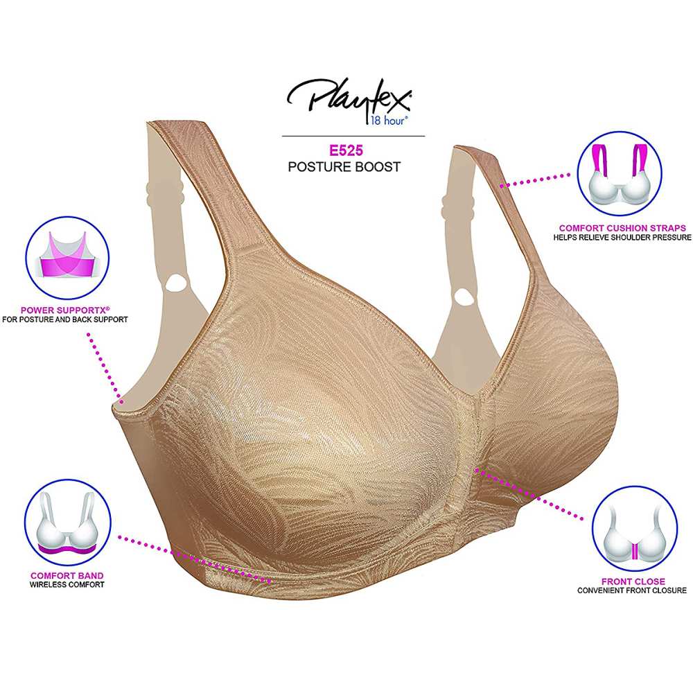 Women Front Closure Wire Free Back Full Support Posture Corrector Bra Firm  Hold