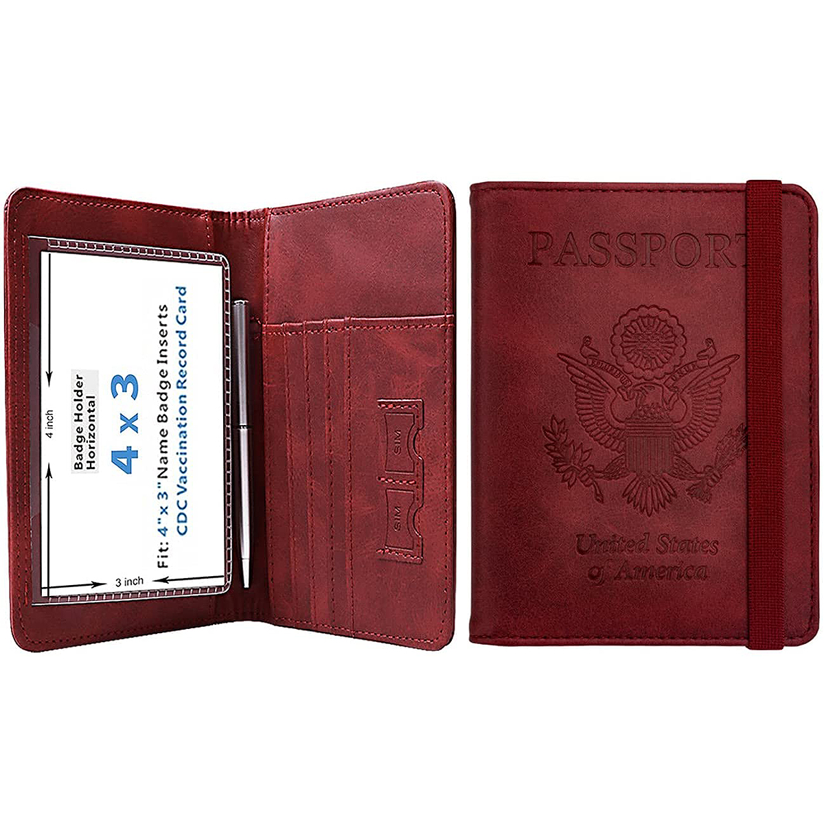 Access Denied CDC Vaccination Card Holder Genuine Leather Vaccine Card Protector with Credit Cards Wallets for Men & Women RFID Blocking, Adult Unisex
