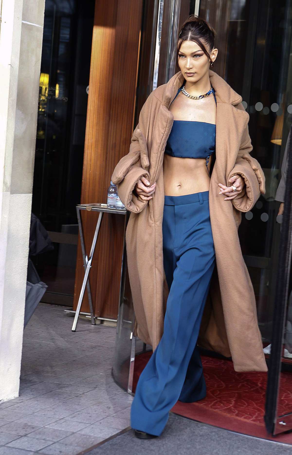 Bella Hadid Adds Y2K Twist to Fall Style with Gingham Coat, Denim