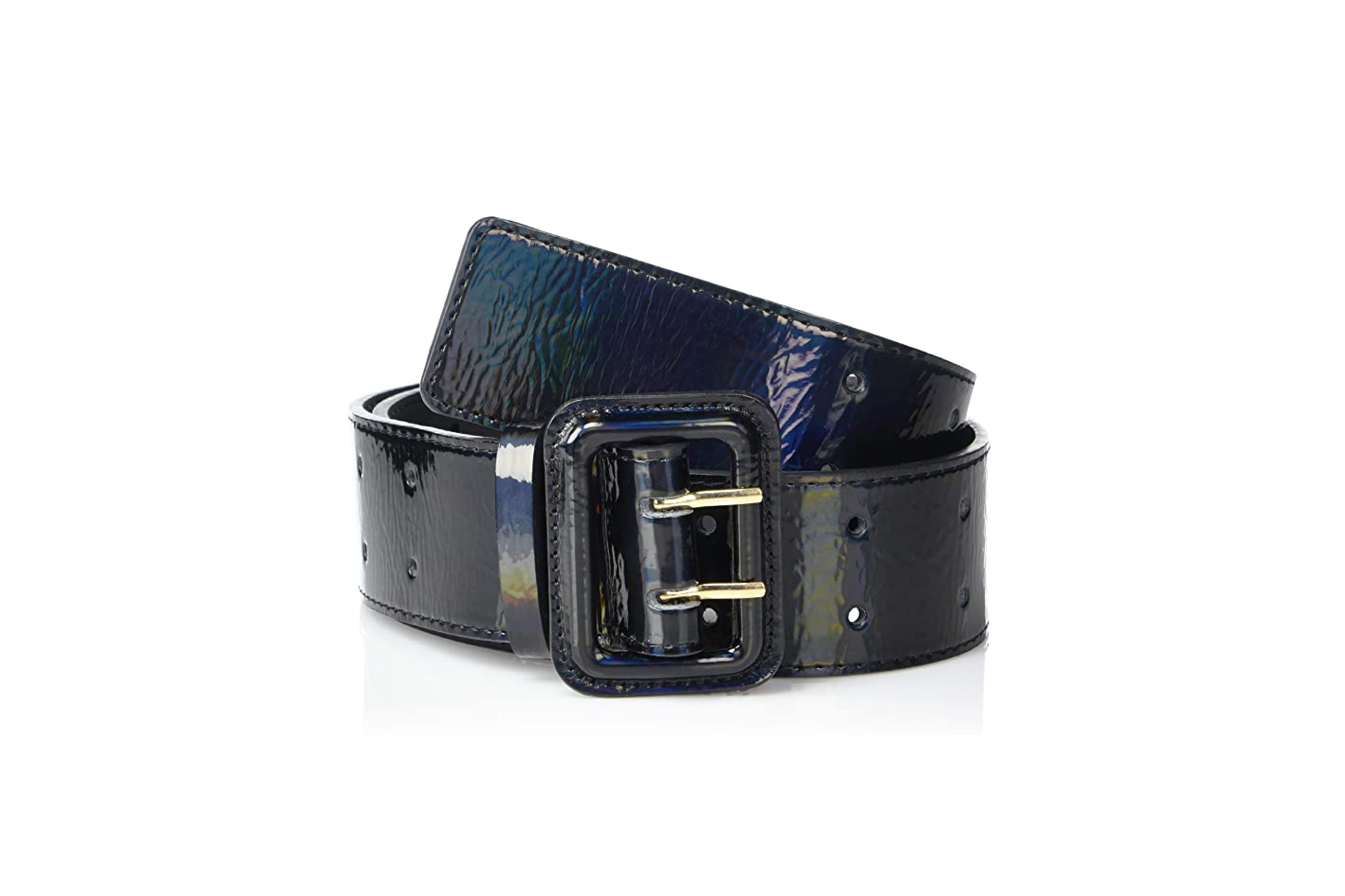 Two Inch Wide Patent Leather Belt Black