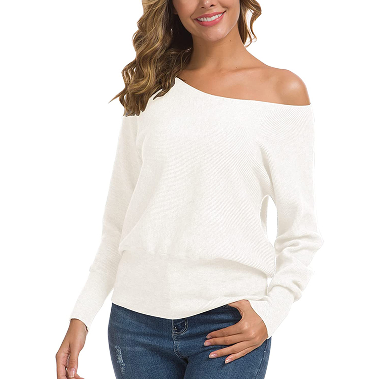 white sweater off shoulder