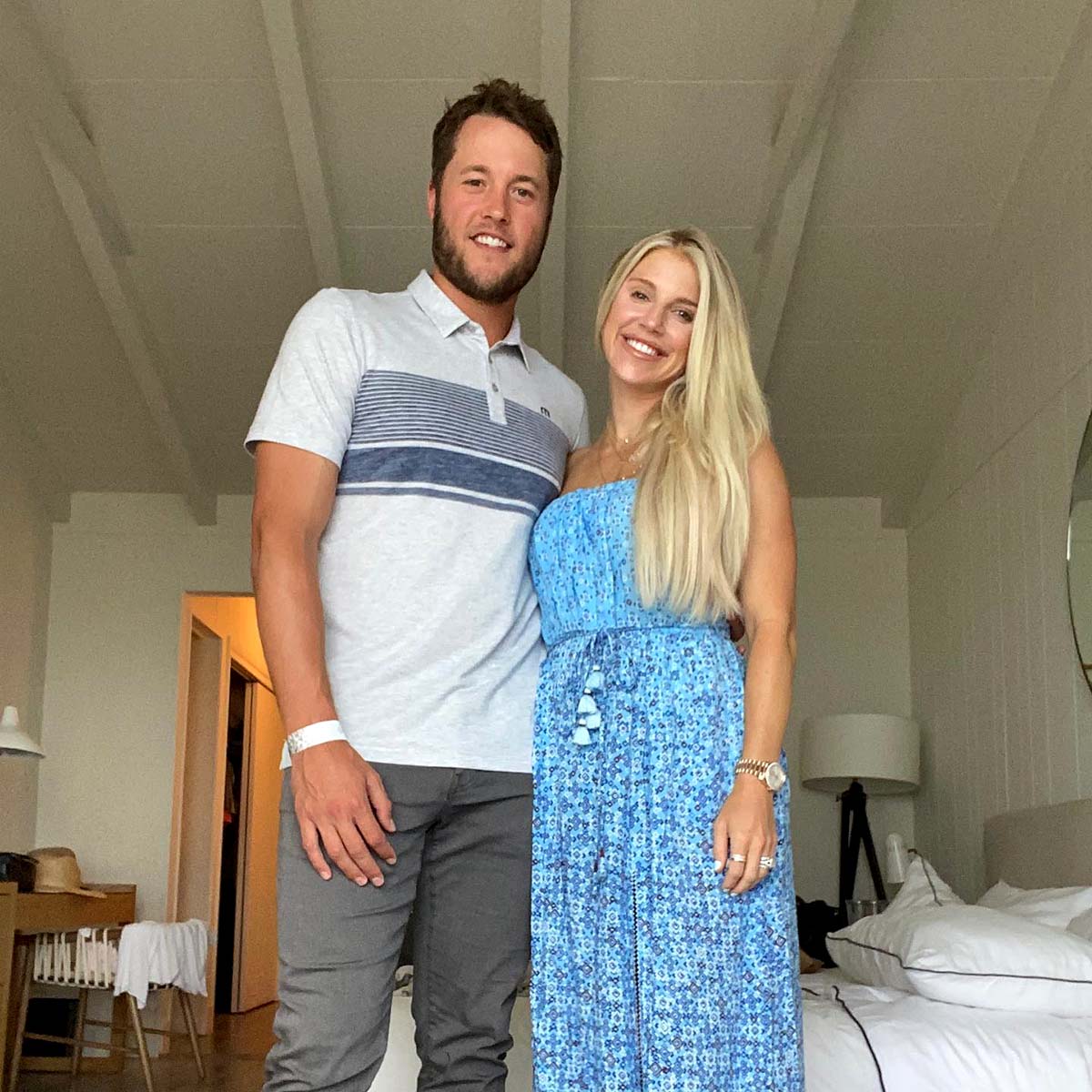 Matthew Stafford walks away after photographer takes scary fall