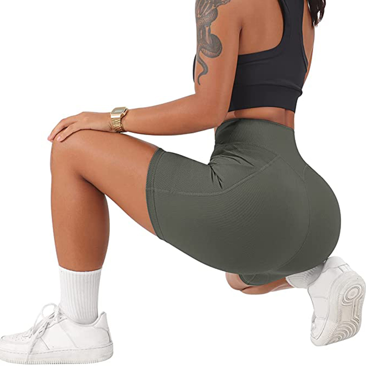 Womens Butt Lifting Shorts with Pockets Fitness Yoga Shorts Tik