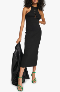 Topshop Ribbed Cutout Detail Body-Con Dress