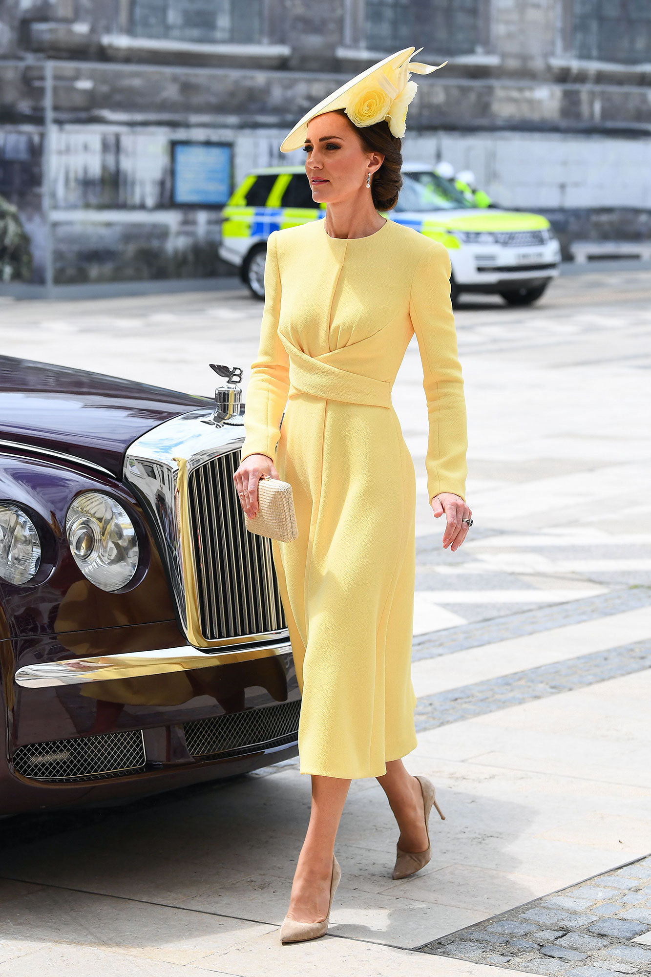 Kate Middleton at Thanksgiving Service in Yellow Emilia Wickstead Coatdress