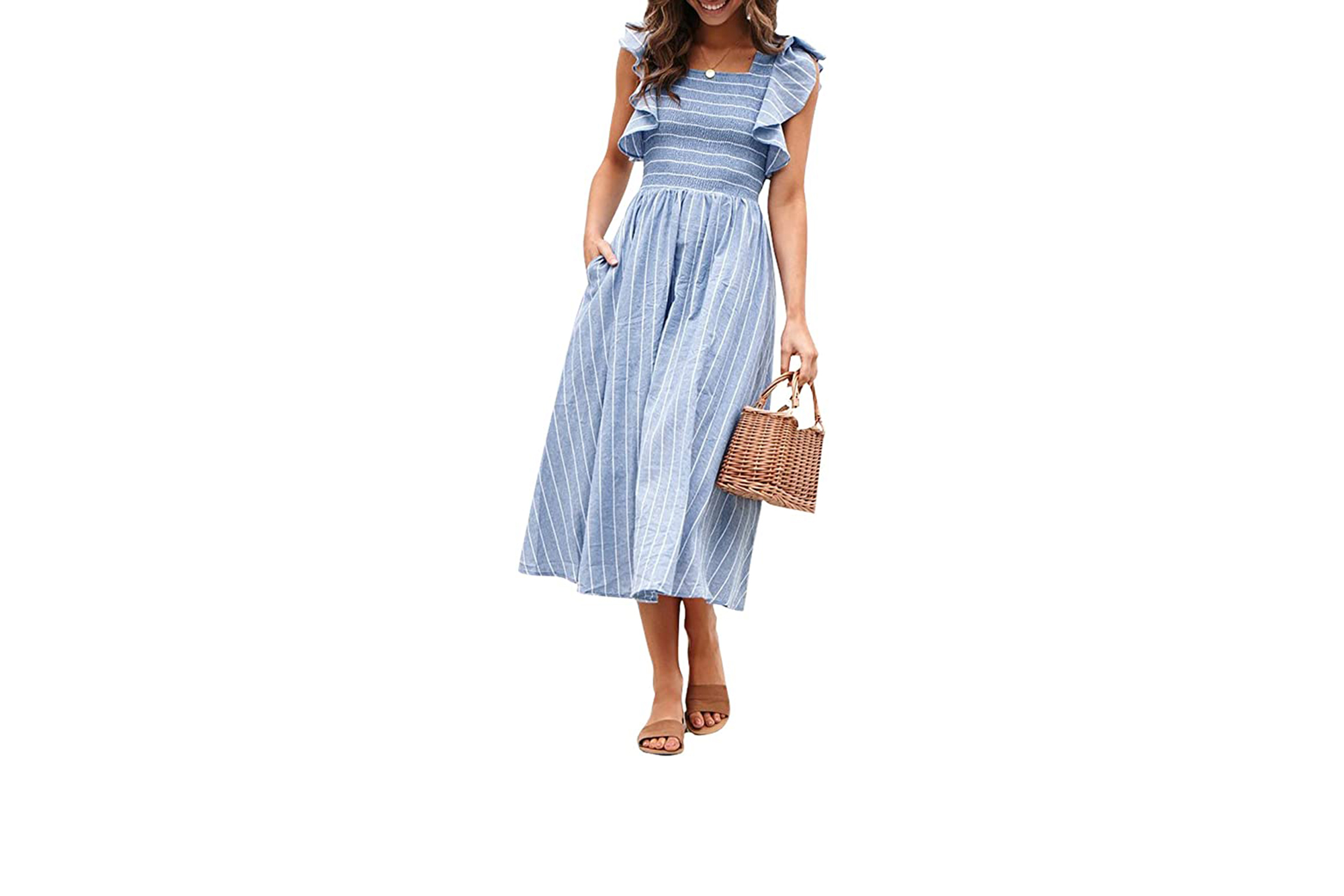 Stay Cool This Summer in This Striped Linen Dress With Pockets