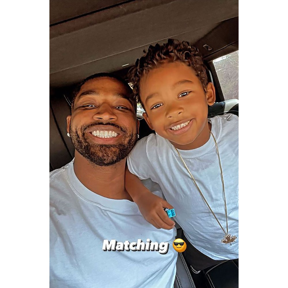 Tristan Thompson and Son Prince, 5, Wear Matching Shirts in Car Selfie