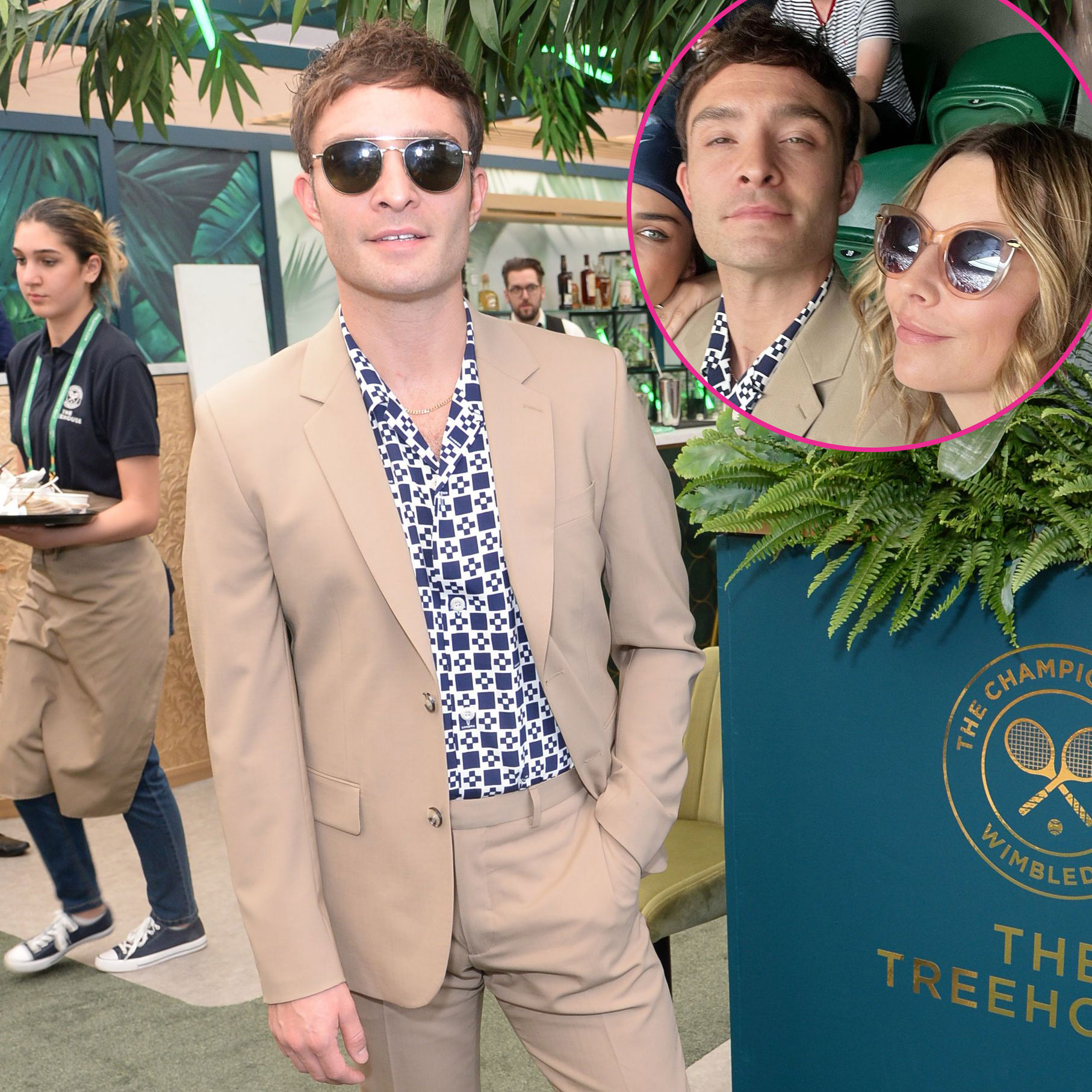 Ed Westwick News Us Weekly   Wimbledon Fun Ed Westwick Sits Center Court With Ladies London Juliet 0001 