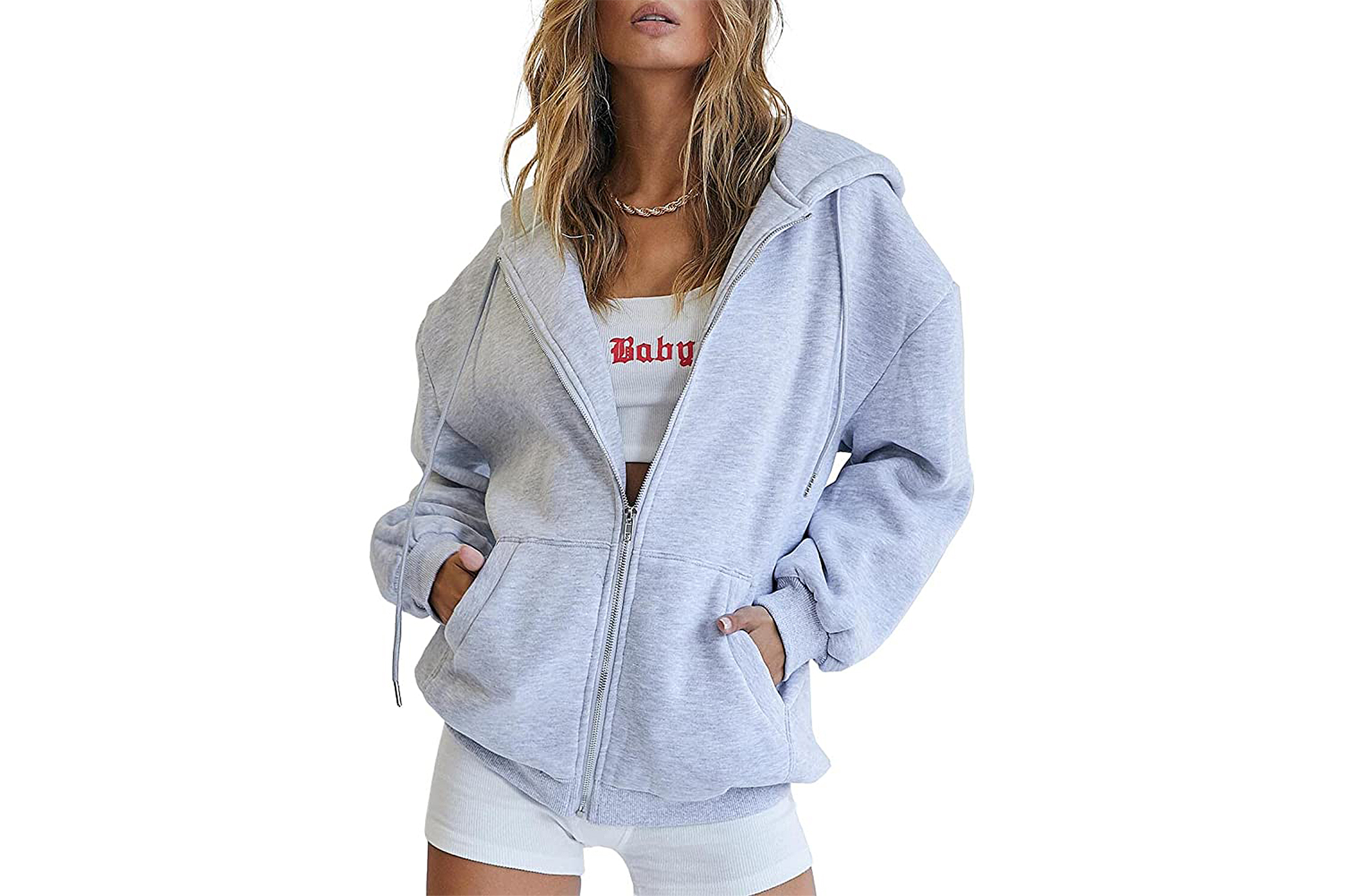 Baggy grey zip up hoodie new arrivals