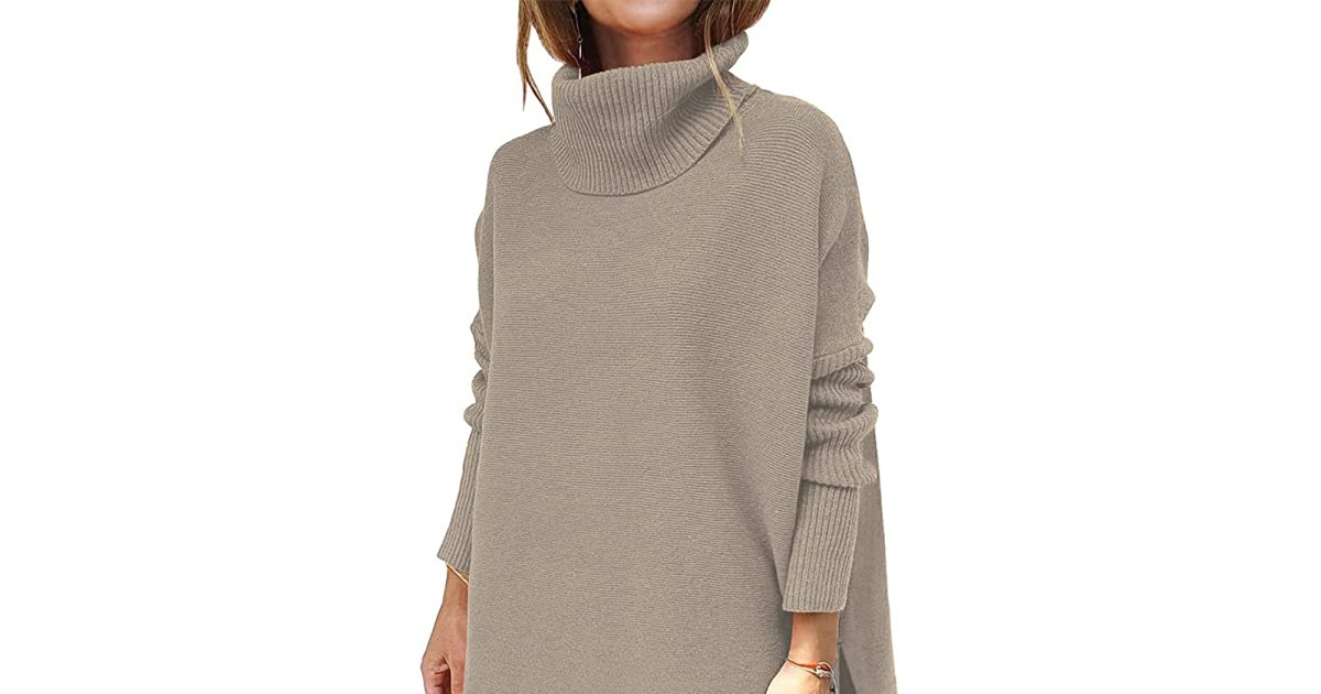LILLUSORY Womens 2023 Turtle Neck Oversized Tunic Sweaters to Wear
