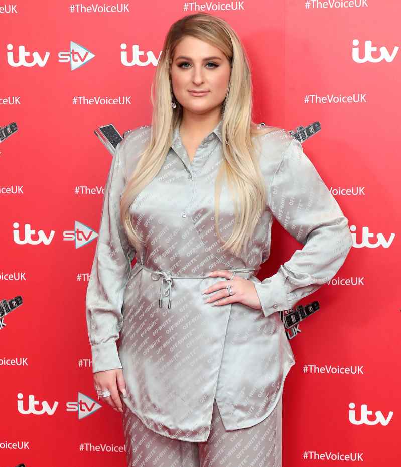 Meghan Trainor's green balloon sleeve dress from The Voice UK