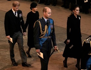 Prince Harry and Meghan Markle Hold Hands As They Exit Queen Elizabeth II’s Westminster Hall Service