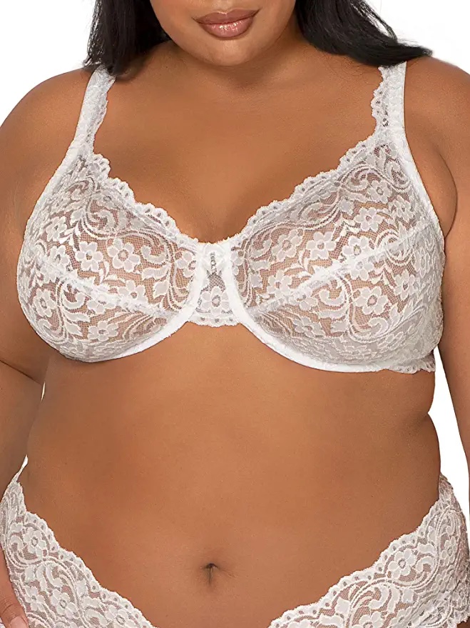 Smart & Sexy Women's Plus Size Signature Lace Unlined Underwire Bra  with Added Support, No No Red, 40DDD 