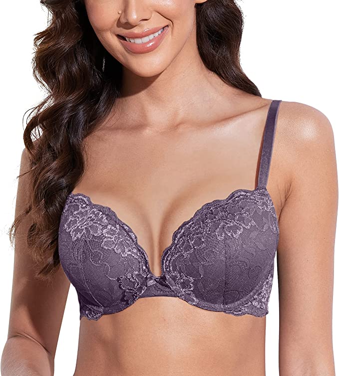 Blue WOMAN Fall in Love Lace Detailed Filled Push Up Bra