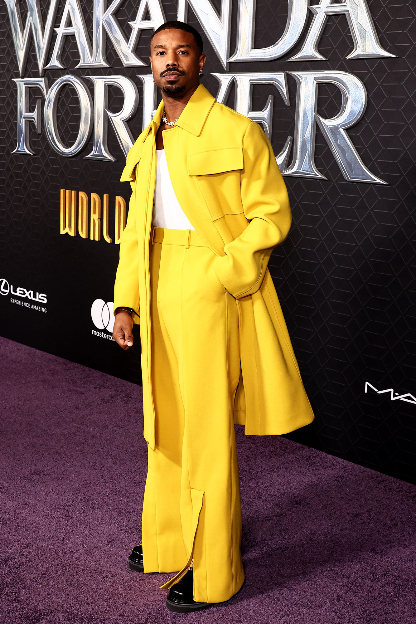 Michael B. Jordan Shines in Yellow at Black Panther 2 Premiere