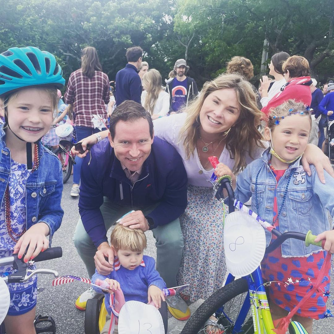 Jenna Bush Hager at pumpkin patch with husband Henry and daughters