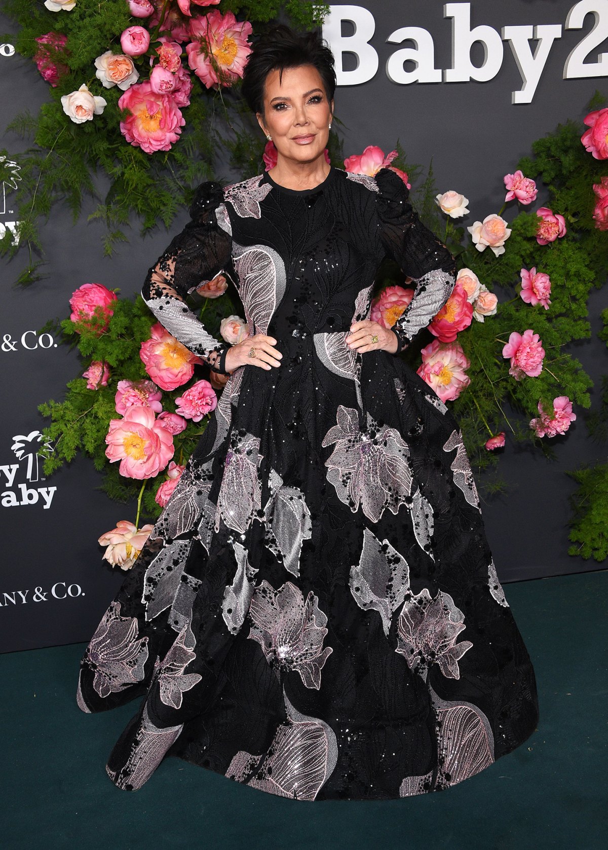 Kris Jenner Wears Shimmering Floral Elie Saab Gown at Baby2Baby Gala – WWD