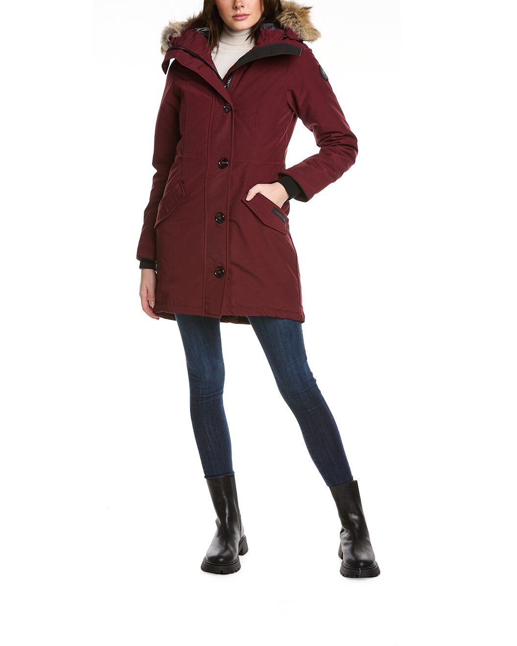 Burgundy canada clearance goose coat